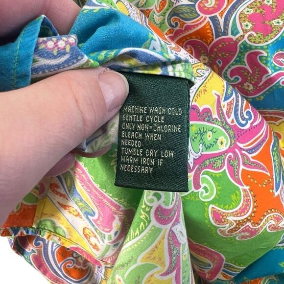 3x xxxl Lauren Ralph Lauren Multi Color Paisley Pattern Button Down Shirt cotton - Picture 16 of 16